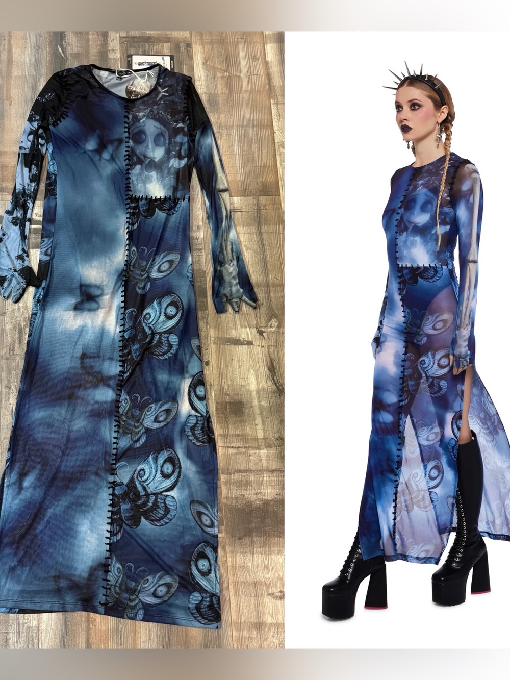 Dolls Kill x Corpse Bride mesh maxi graphic dress - Picture 4 of 5